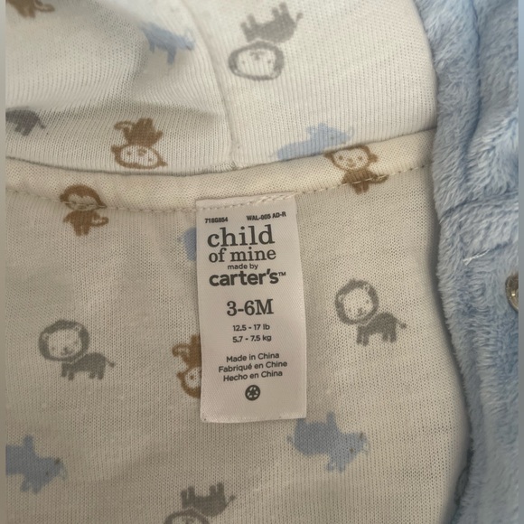 Carter’s Child of Mine, Blue plush hooded fleece bunting pram, 3-6m - Picture 4 of 4